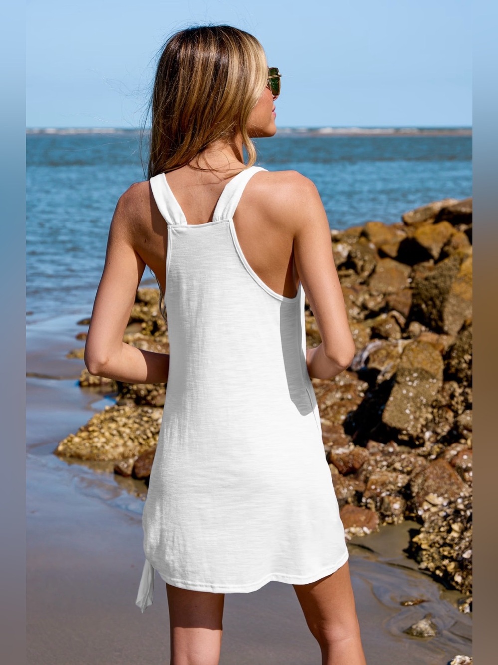 Cupshe • Women’s Ivory White Twist Jersey Cover-Up Dress XL NWT - Picture 5 of 6